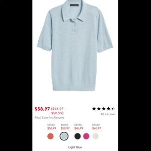 NWT Banana Republic Blue Linen Blend Sweater Polo